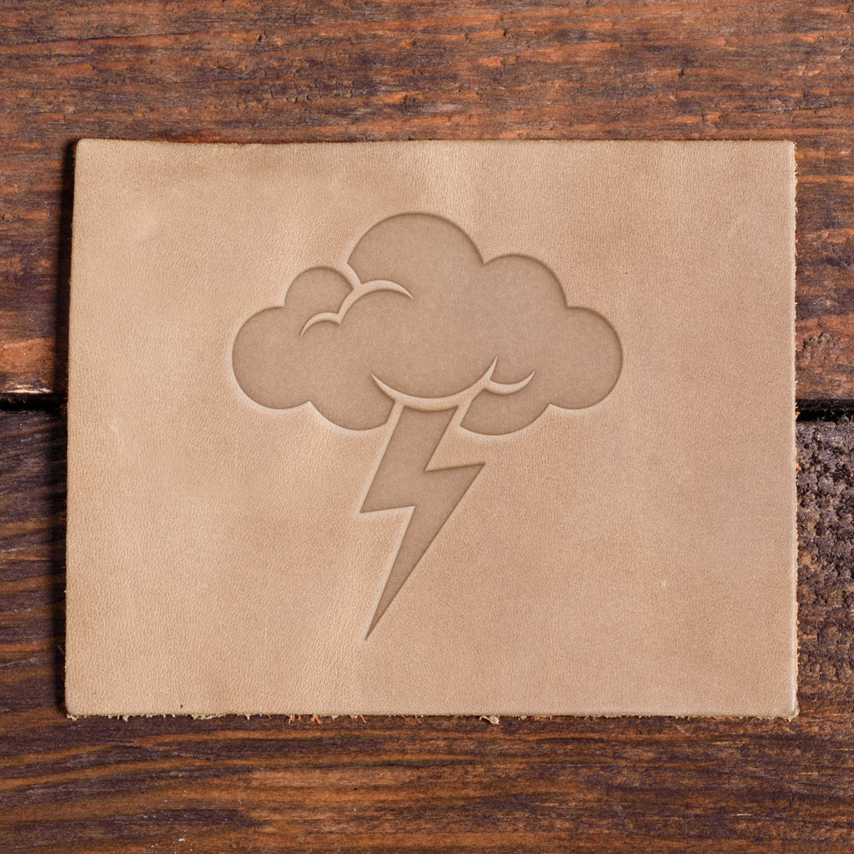 Cloud with Lightning Bolt Delrin Leather Stamp
