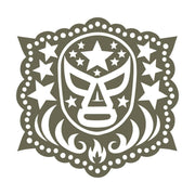 Elaborate lucha libre mask design featuring star motifs and decorative cutout patterns in a symmetrical layout.