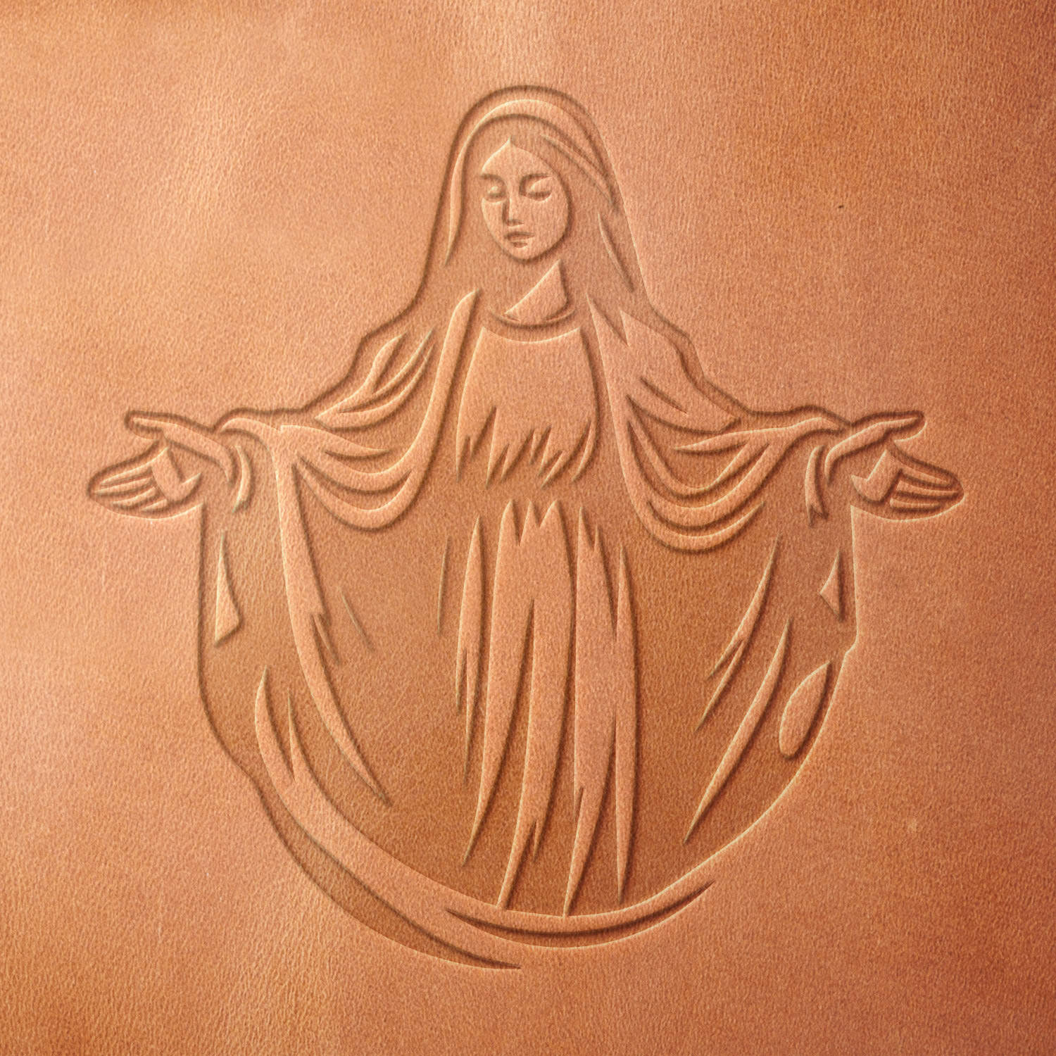 Mary with Outstretched Arms Delrin Leather Stamp