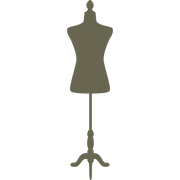 Vintage-style dress form silhouette with a narrow waist and tripod base, designed as a Delrin leather stamp—perfect for fashion-themed or sewing-inspired leather pieces.