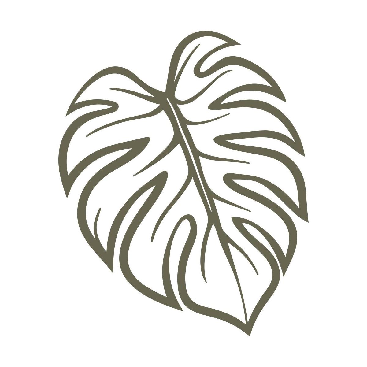 Stylized monstera leaf design with bold cutouts and curving lines—perfect for tropical leather projects or plant lover gifts.