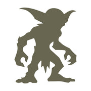 Cartoon-style goblin silhouette with long ears, sharp claws, and a hunched posture. Designed as a Delrin leather stamp for fantasy-themed leathercraft projects like journals, belts, or dice bags.