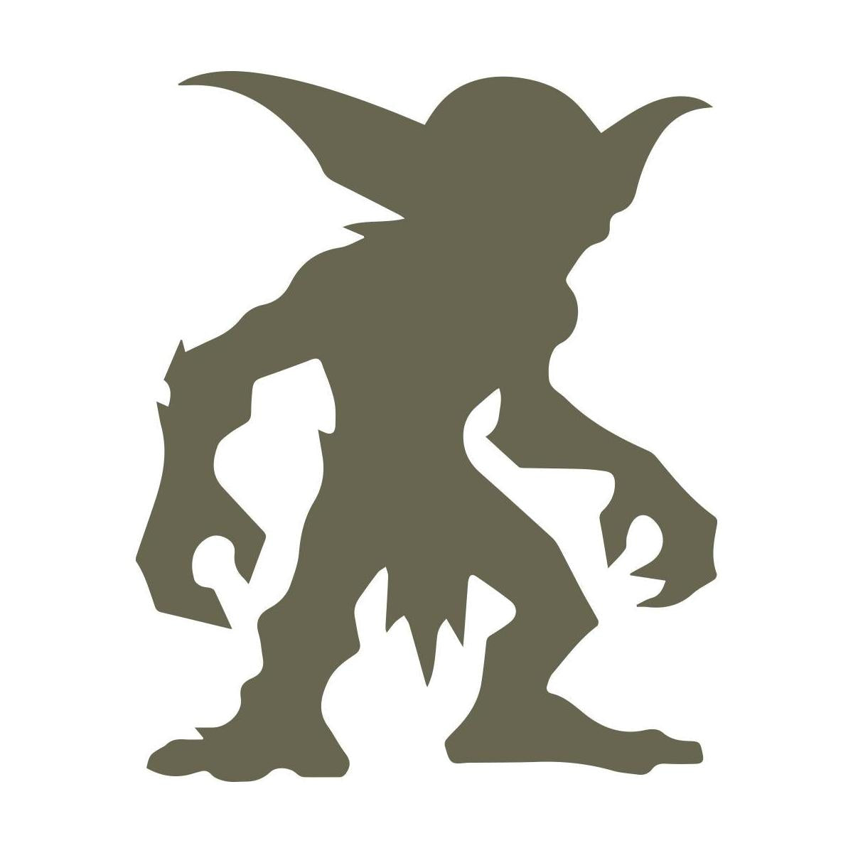 Cartoon-style goblin silhouette with long ears, sharp claws, and a hunched posture. Designed as a Delrin leather stamp for fantasy-themed leathercraft projects like journals, belts, or dice bags.