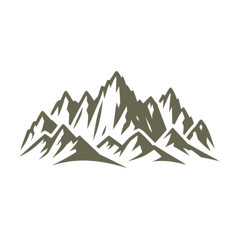Mountain range design with sharp peaks and rugged slopes, capturing the beauty of alpine landscapes with a bold and artistic silhouette.