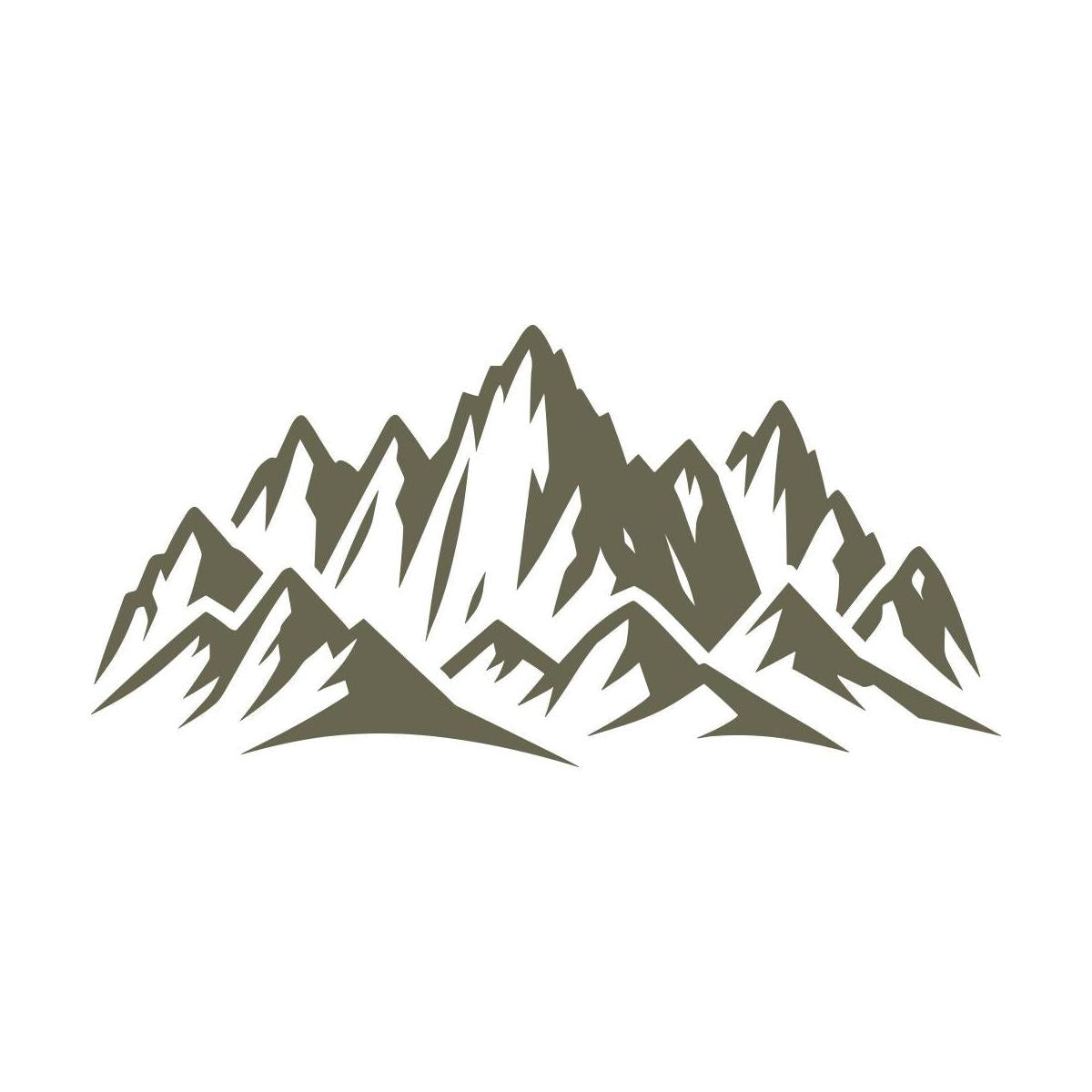 Mountain range design with sharp peaks and rugged slopes, capturing the beauty of alpine landscapes with a bold and artistic silhouette.