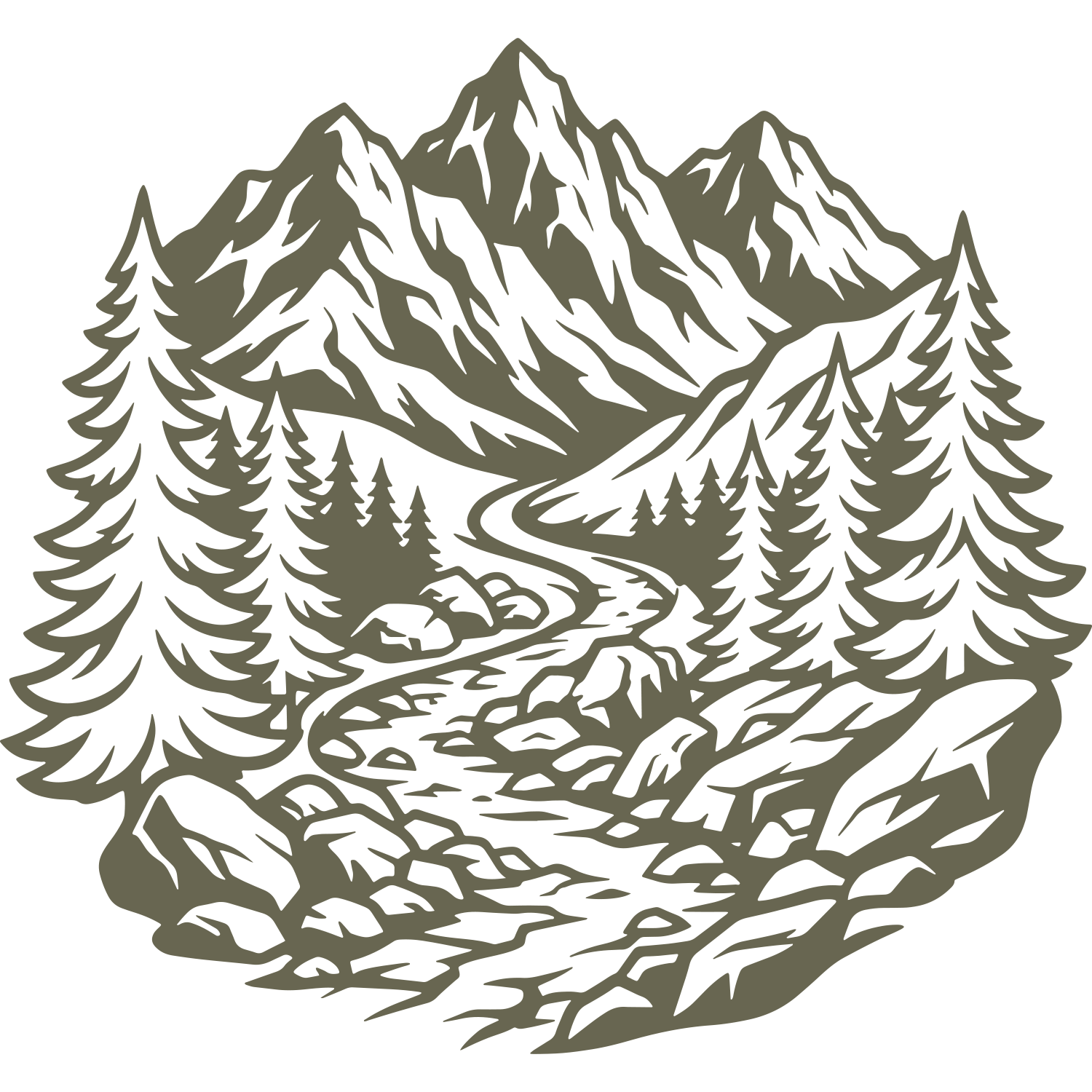 Mountain Creek Scene Delrin Leather Stamp