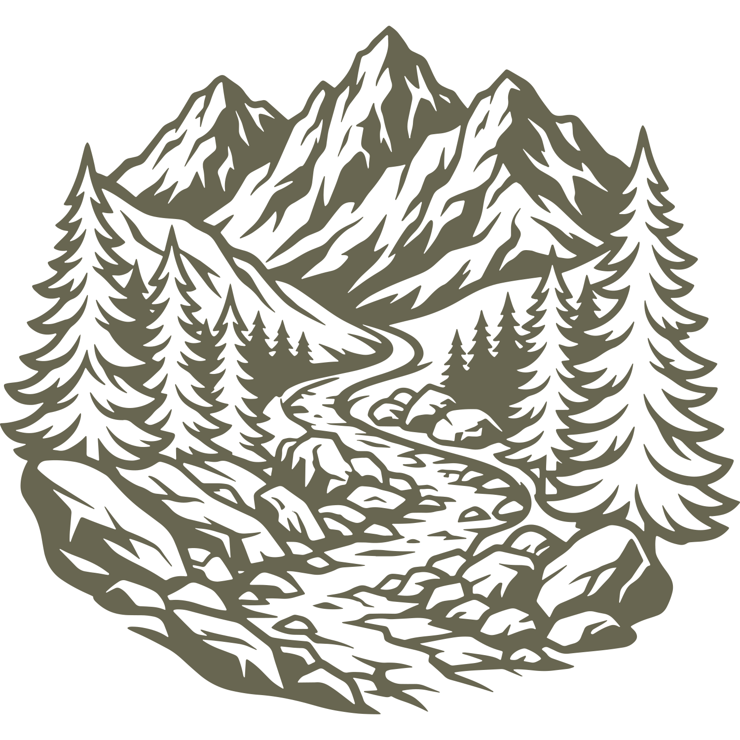 Mountain Creek Scene Delrin Leather Stamp