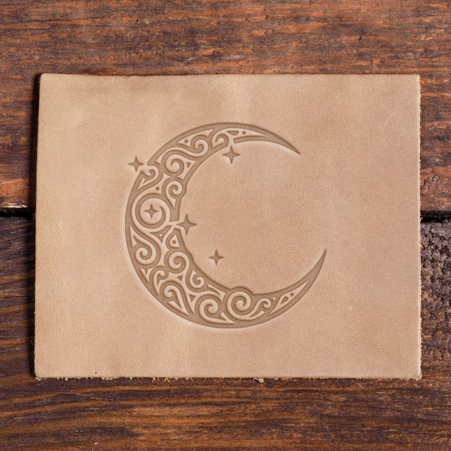 Ornate Moon and Stars Delrin Leather Stamp