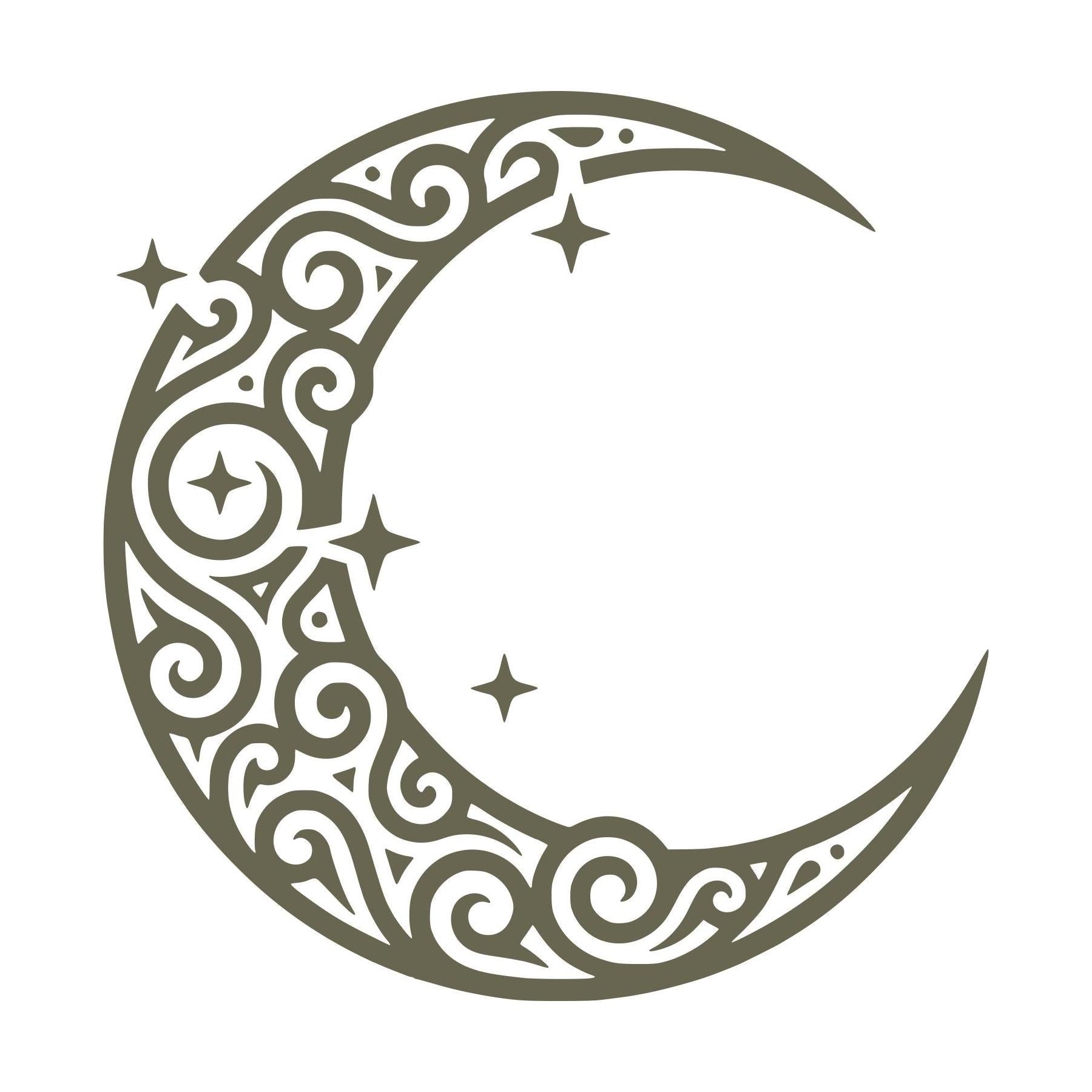 Ornate Moon and Stars Delrin Leather Stamp