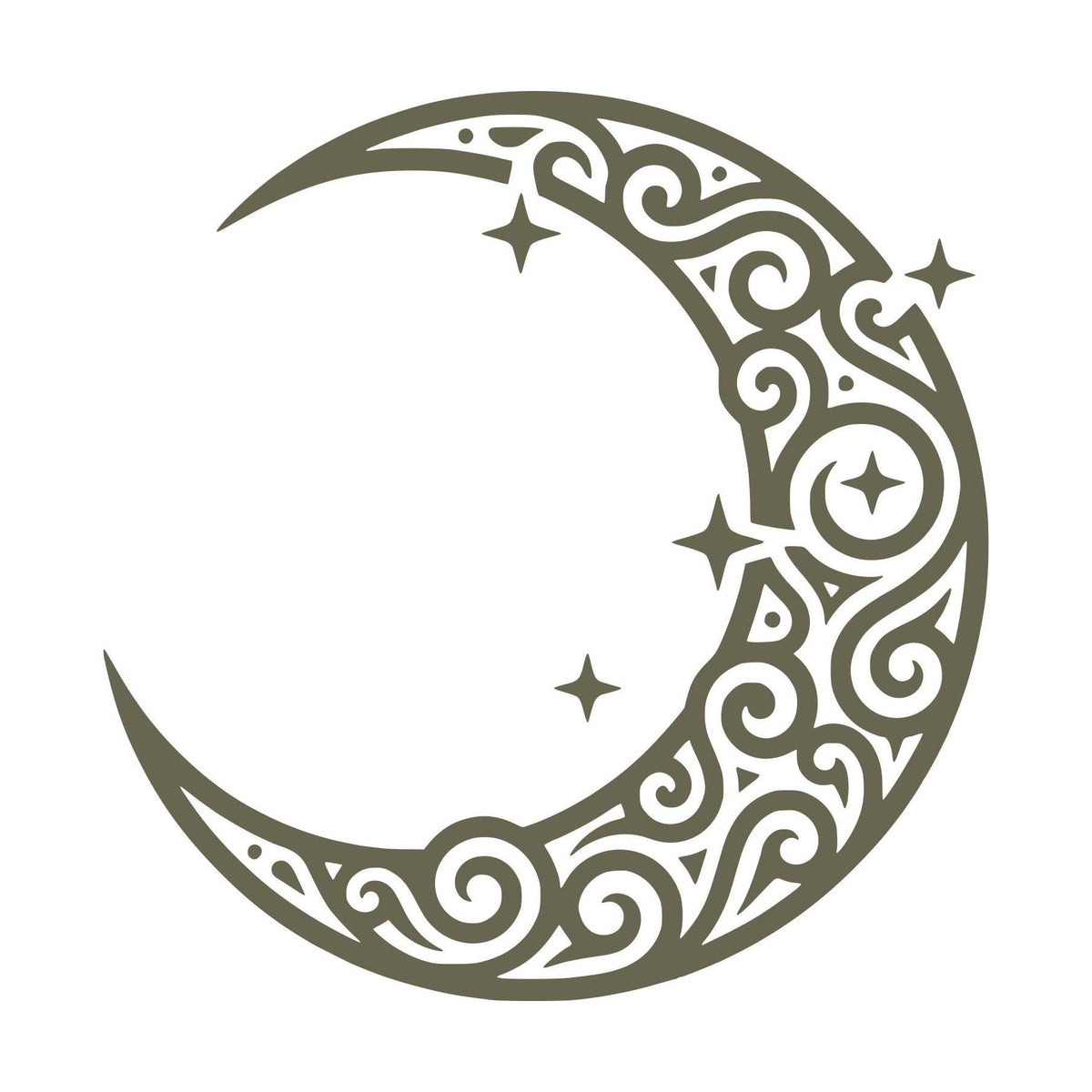 Ornate Moon and Stars Delrin Leather Stamp