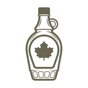 Delrin leather stamp design of a maple syrup bottle featuring a bold maple leaf—perfect for food, Canada, or cabin-themed leather projects.