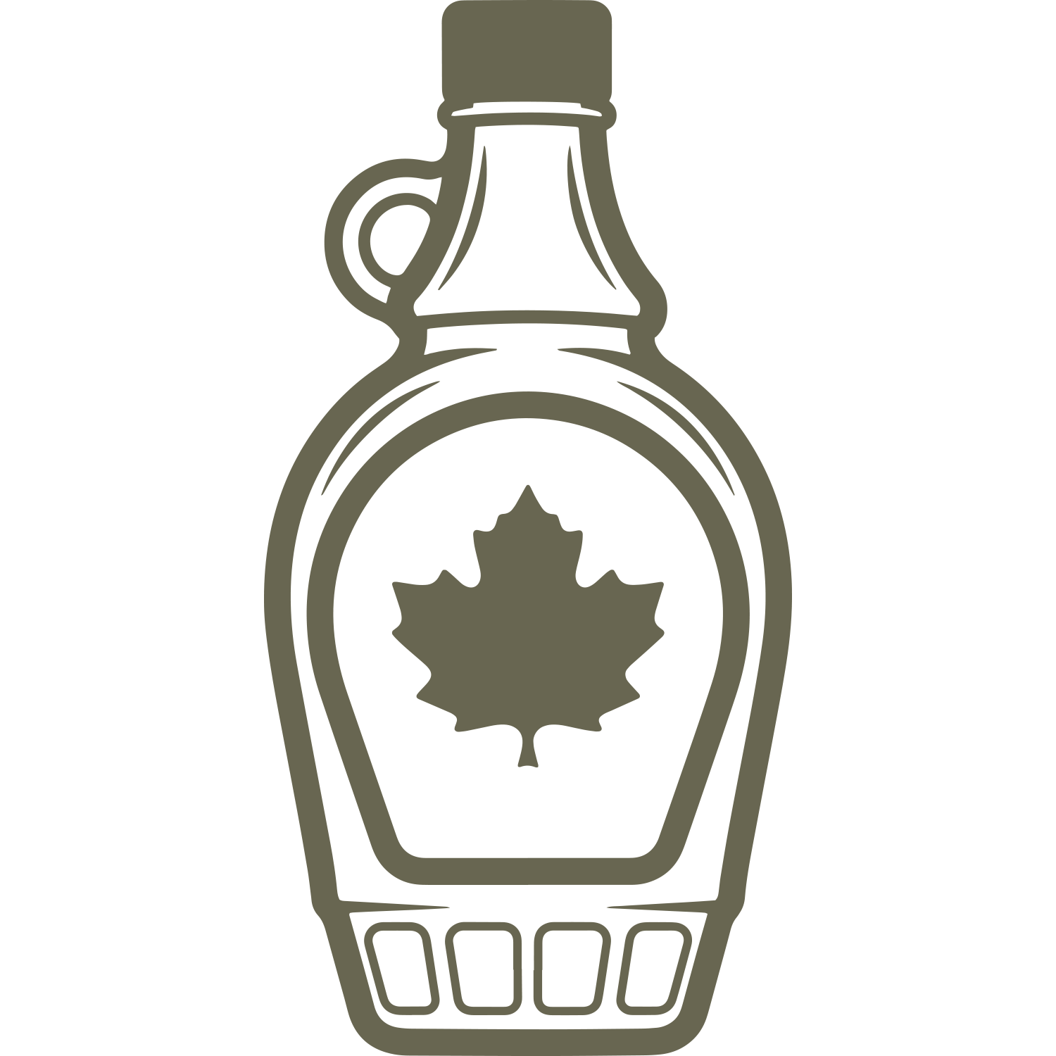Delrin leather stamp design of a maple syrup bottle featuring a bold maple leaf—perfect for food, Canada, or cabin-themed leather projects.