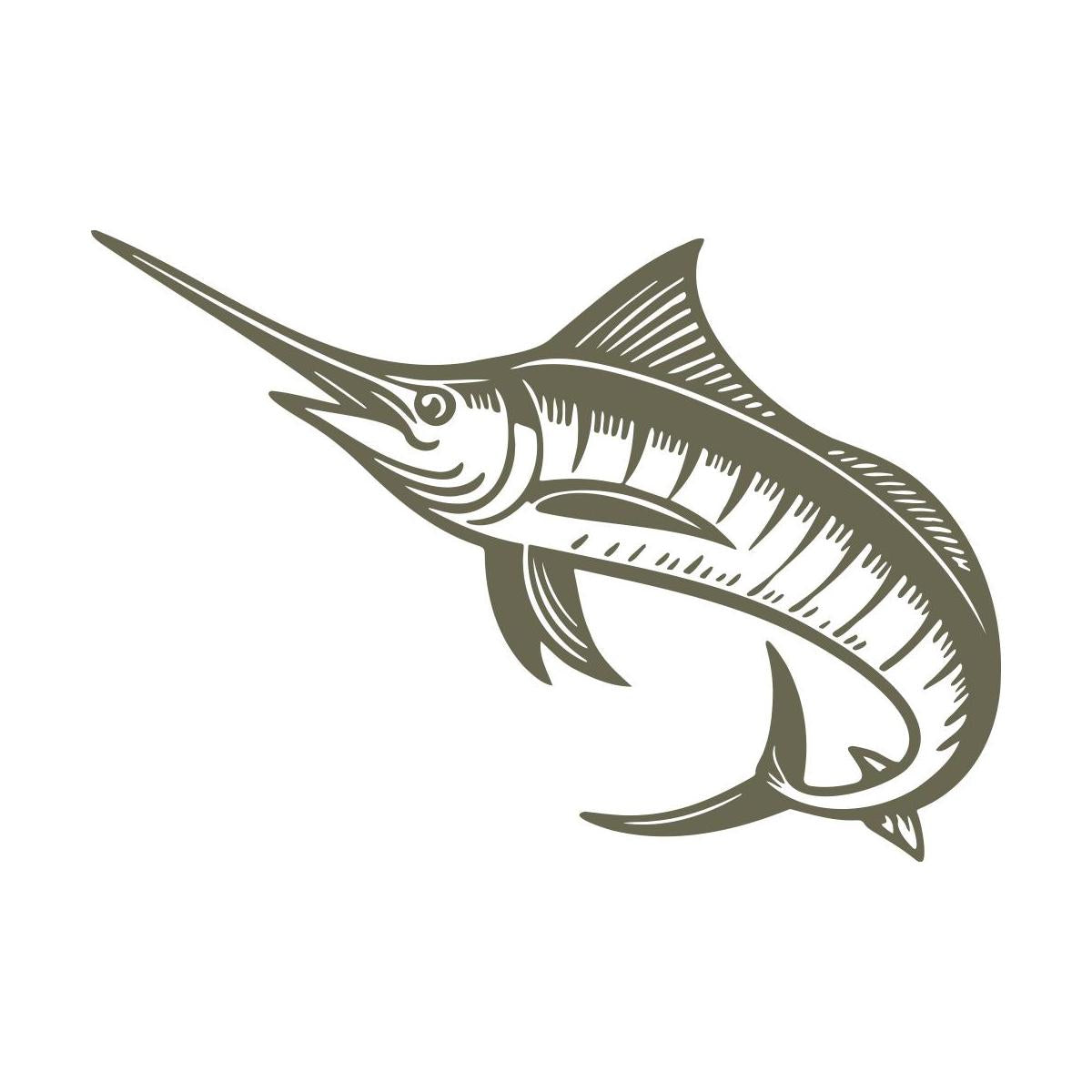 Delrin leather stamp with a detailed swordfish design, perfect for fishing and ocean-themed leatherworking projects.