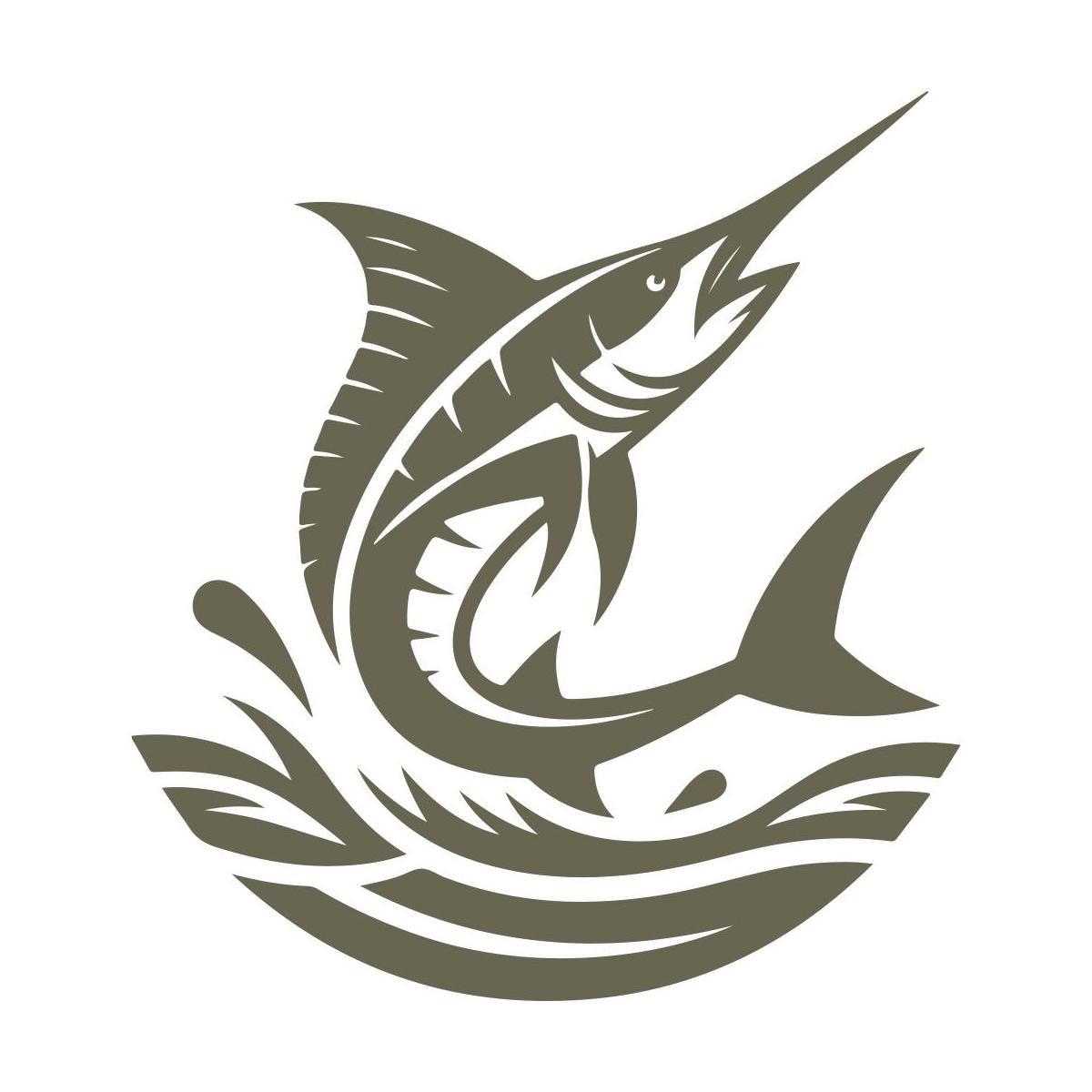 Delrin leather stamp with a jumping marlin design, perfect for fishing and ocean-themed leatherworking projects.