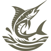 Delrin leather stamp with a jumping marlin design, perfect for fishing and ocean-themed leatherworking projects.