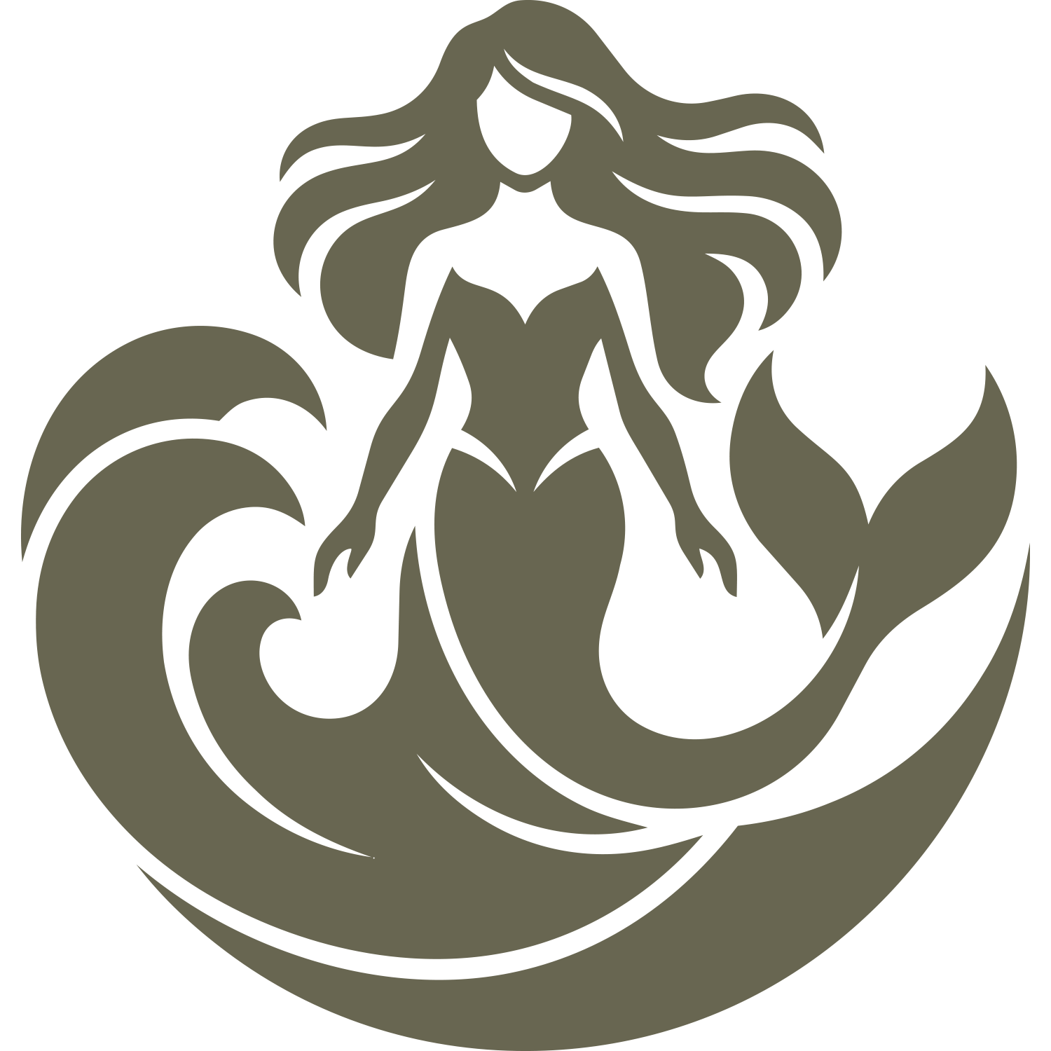 Mermaid Emblem with Waves Delrin Leather Stamp