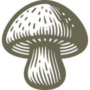 Detailed mushroom design with a rounded cap and textured stem, ideal for nature-themed stamps.