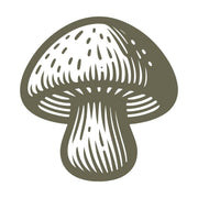 Detailed mushroom design with a rounded cap and textured stem, ideal for nature-themed stamps.