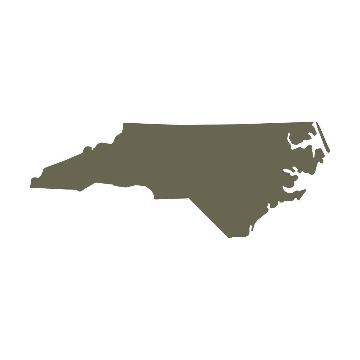 Delrin leather stamp design of the state of North Carolina, shown as a clean silhouette outline for regional or travel-themed projects.