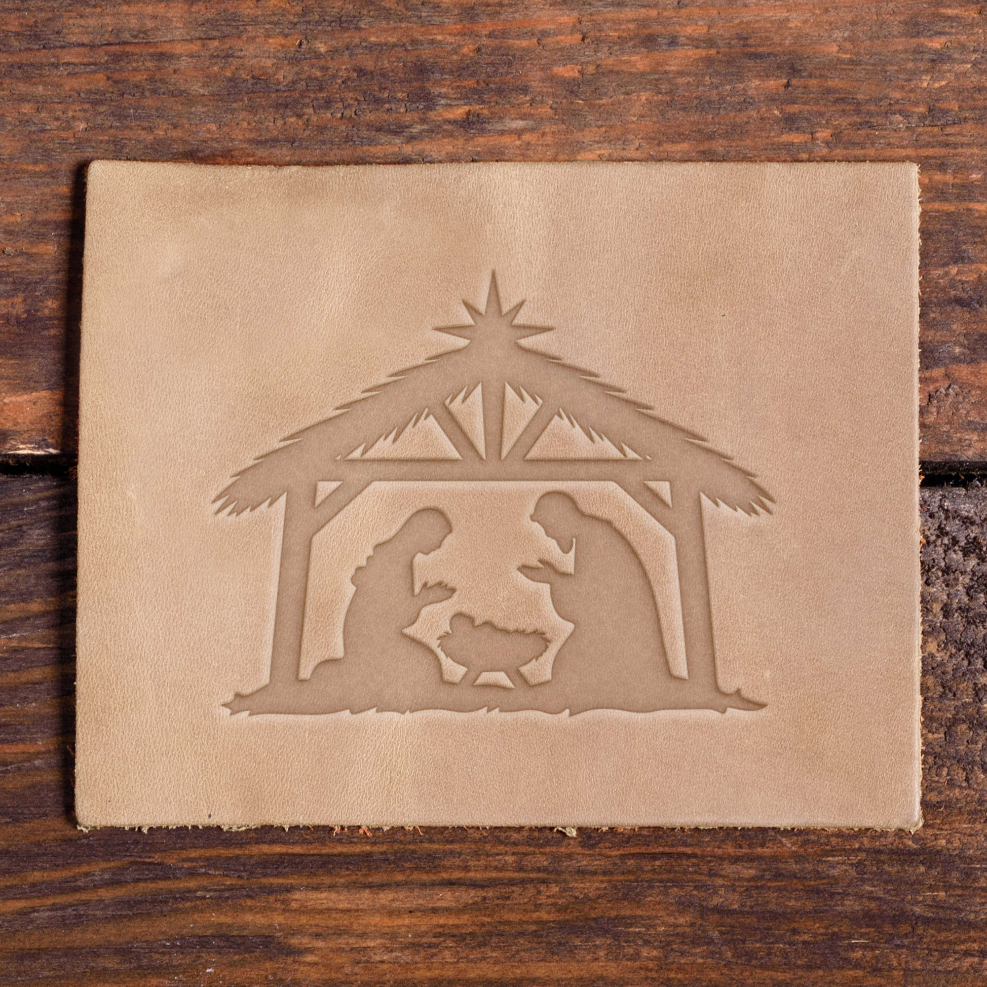 Nativity Scene Delrin Leather Stamp