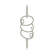 Delrin leather stamp featuring a stack of three martini olives on a cocktail pick—adds a fun, retro vibe to barware accessories, custom coasters, or cocktail-themed leather gifts.