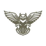 Detailed owl design with outstretched wings, fierce gaze, and intricate feather details, capturing the essence of wisdom and power.