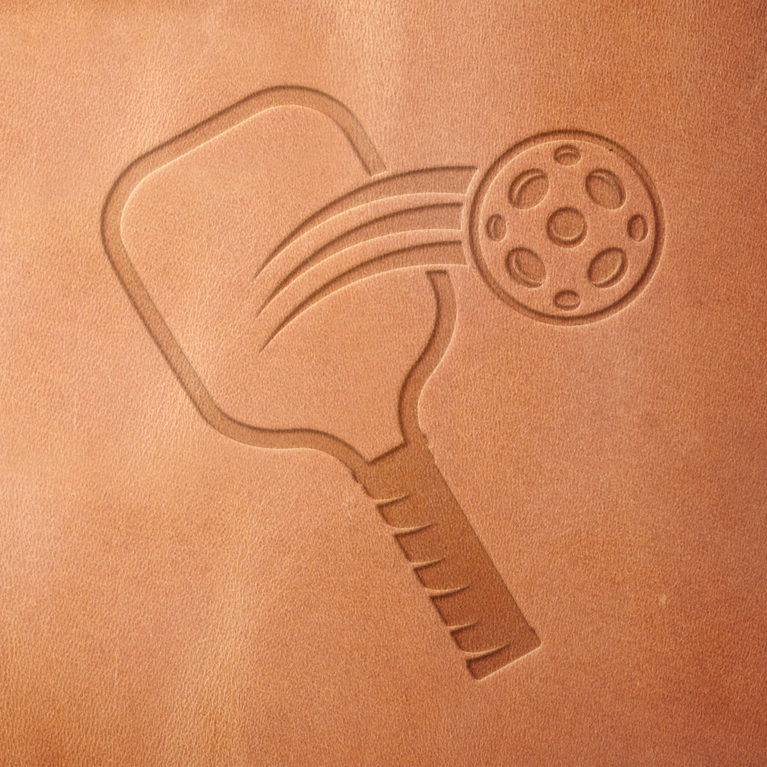 Pickleball Paddle and Ball Delrin Leather Stamp