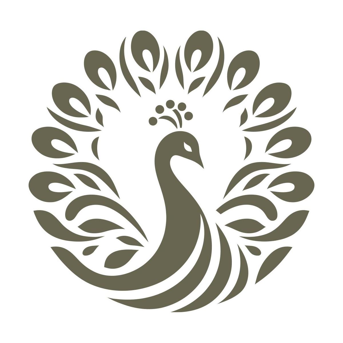 Elegant peacock design with a full fan of stylized feathers and a graceful neck curve—perfect for decorative leather projects or nature-inspired accessories.