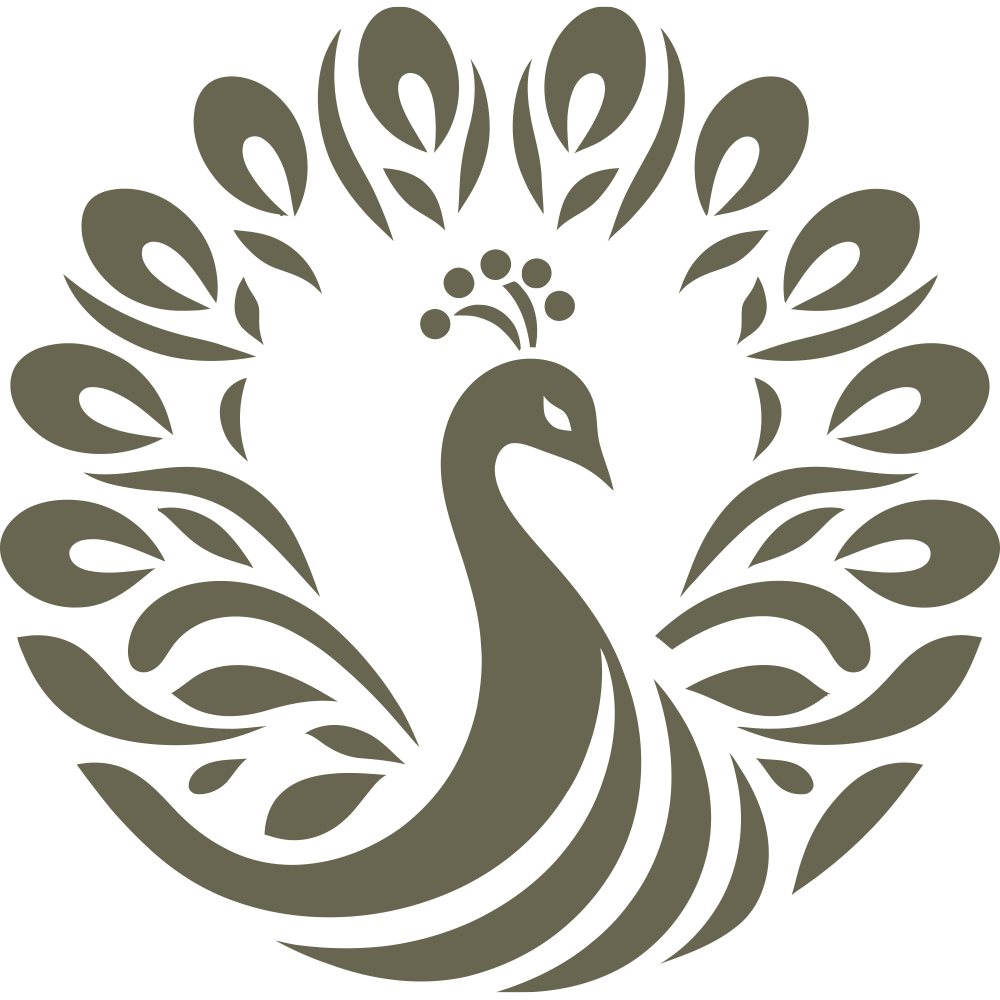 Elegant peacock design with a full fan of stylized feathers and a graceful neck curve—perfect for decorative leather projects or nature-inspired accessories.