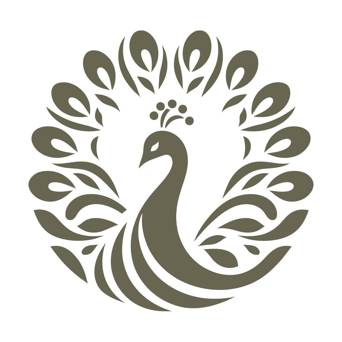 Elegant peacock design with a full fan of stylized feathers and a graceful neck curve—perfect for decorative leather projects or nature-inspired accessories.
