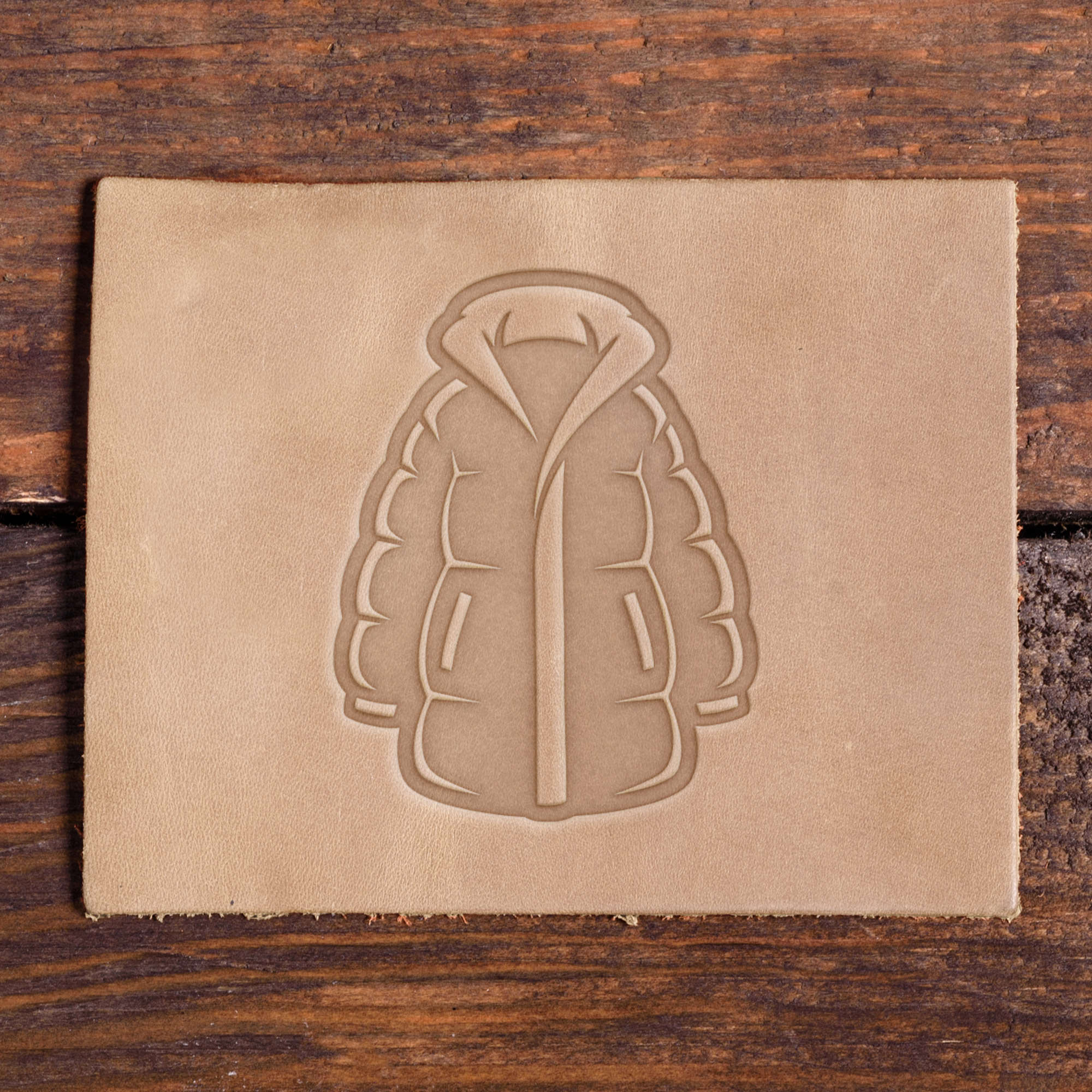 Puffer Jacket Delrin Leather Stamp
