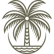 Delrin leather stamp with a palm tree and ocean design, perfect for tropical and beach-themed leatherworking projects.