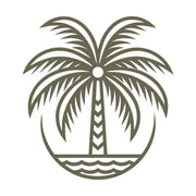 Delrin leather stamp with a palm tree and ocean design, perfect for tropical and beach-themed leatherworking projects.