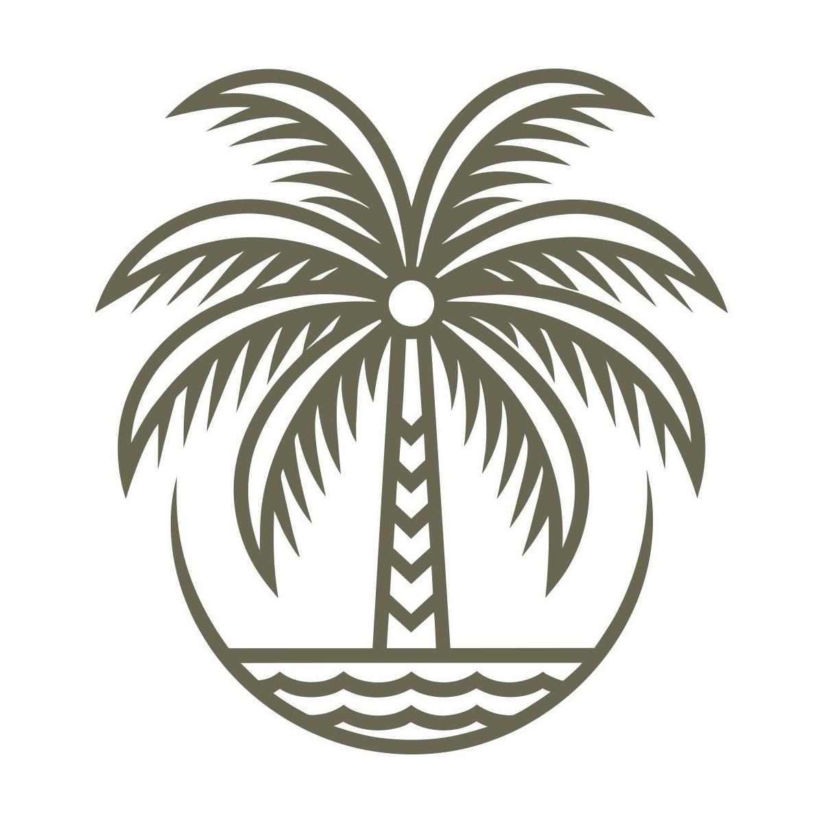 Delrin leather stamp with a palm tree and ocean design, perfect for tropical and beach-themed leatherworking projects.