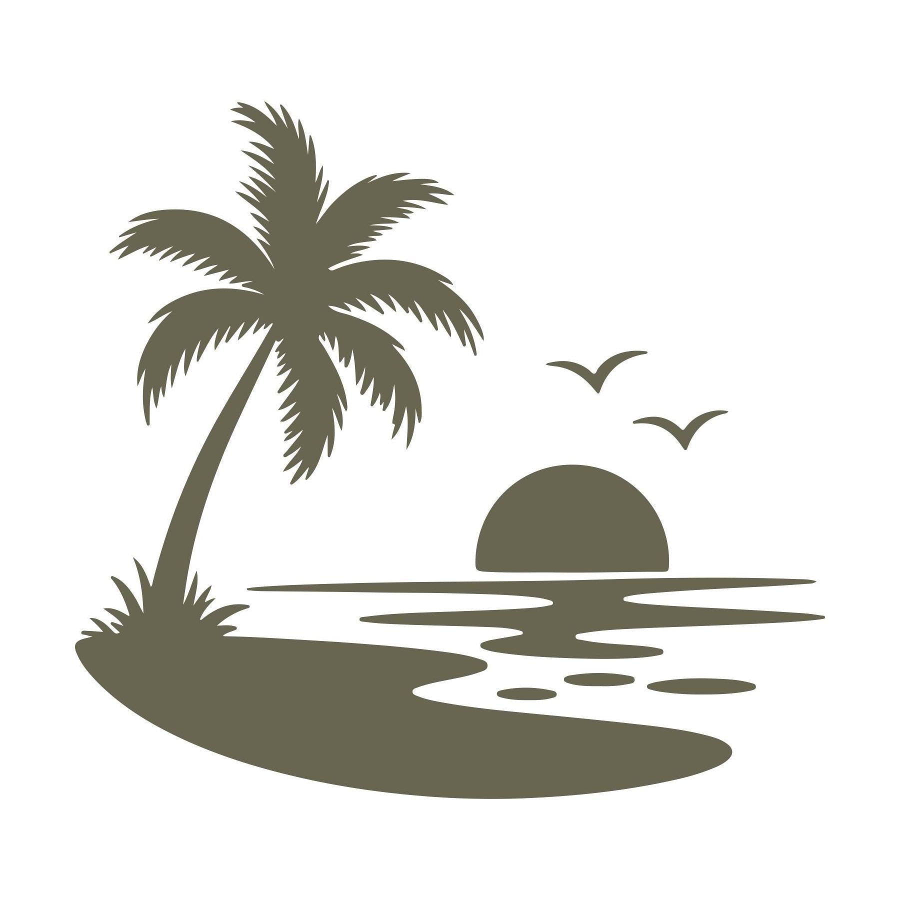 Island Palm Tree Sunset Delrin Leather Stamp