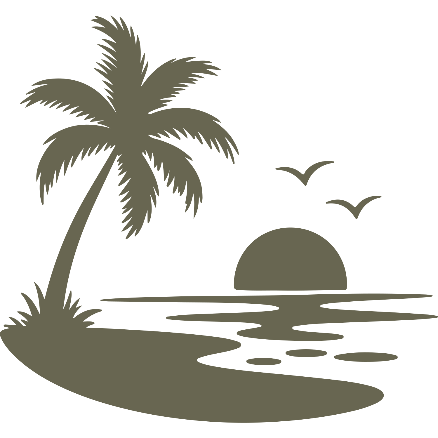 Island Palm Tree Sunset Delrin Leather Stamp