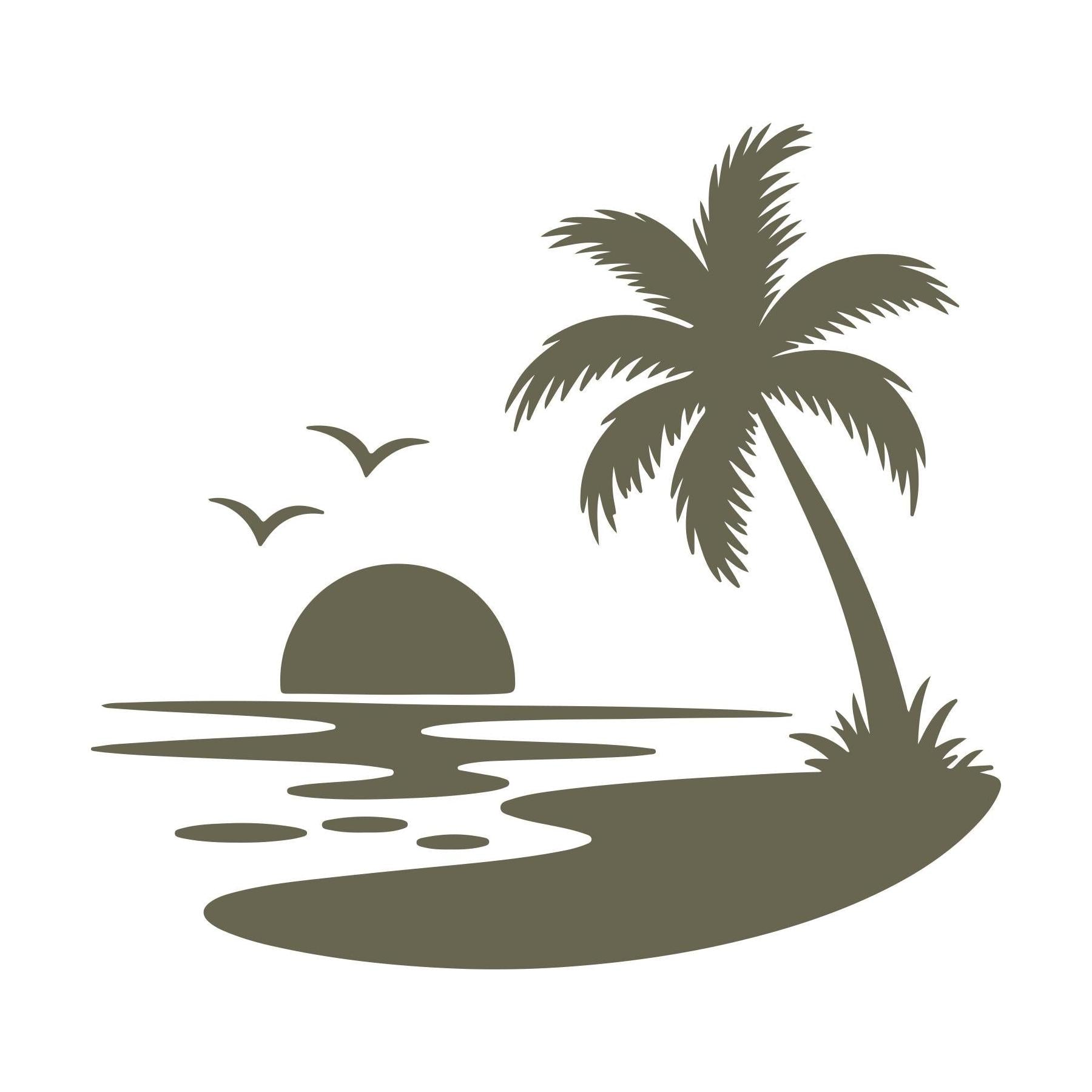 Island Palm Tree Sunset Delrin Leather Stamp