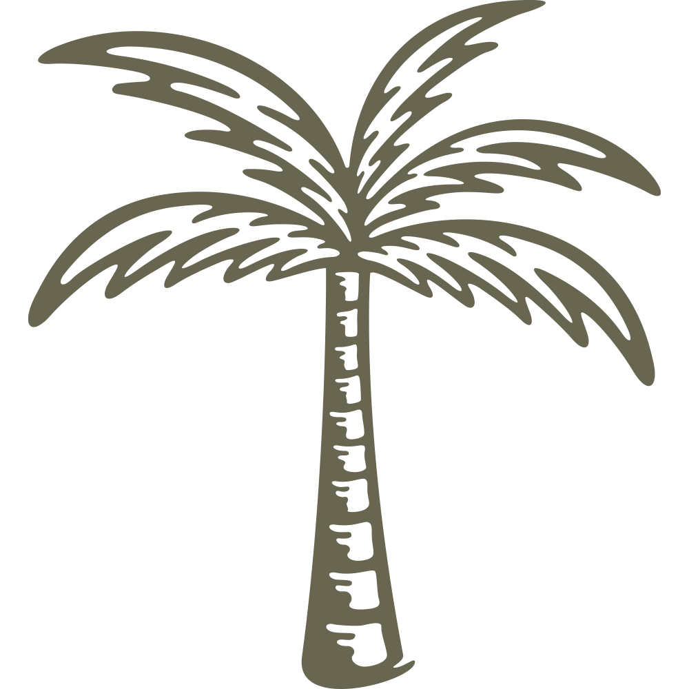 The Palm Tree Delrin Leather Stamp features a solid gray-brown square design with a small rectangular section cut out from the bottom right corner, creating a unique, irregular shape.