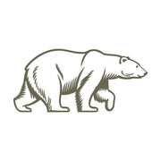 Elegant polar bear design in a walking pose, featuring clean, minimalist lines and subtle shading.