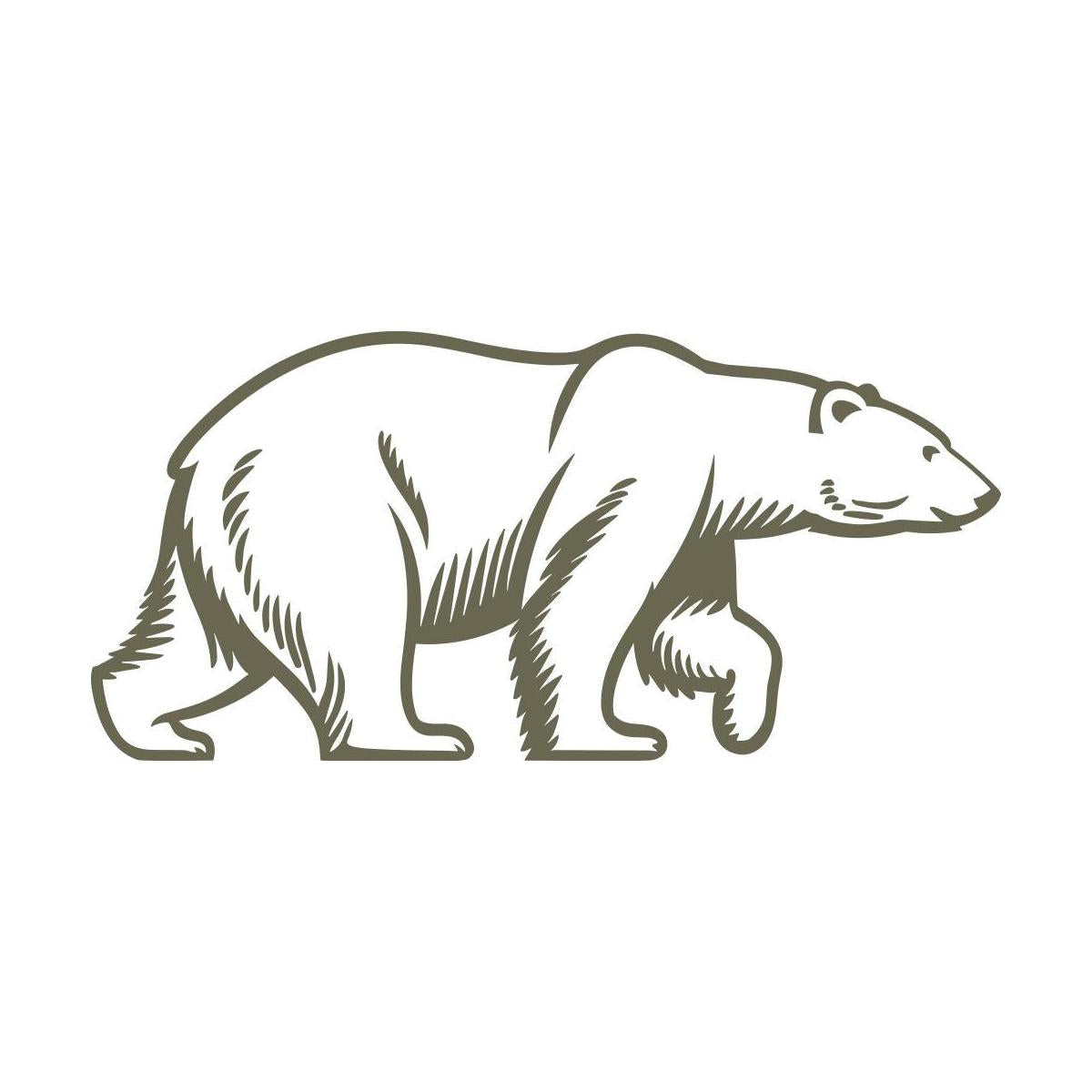 Elegant polar bear design in a walking pose, featuring clean, minimalist lines and subtle shading.