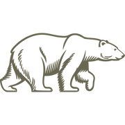 Elegant polar bear design in a walking pose, featuring clean, minimalist lines and subtle shading.