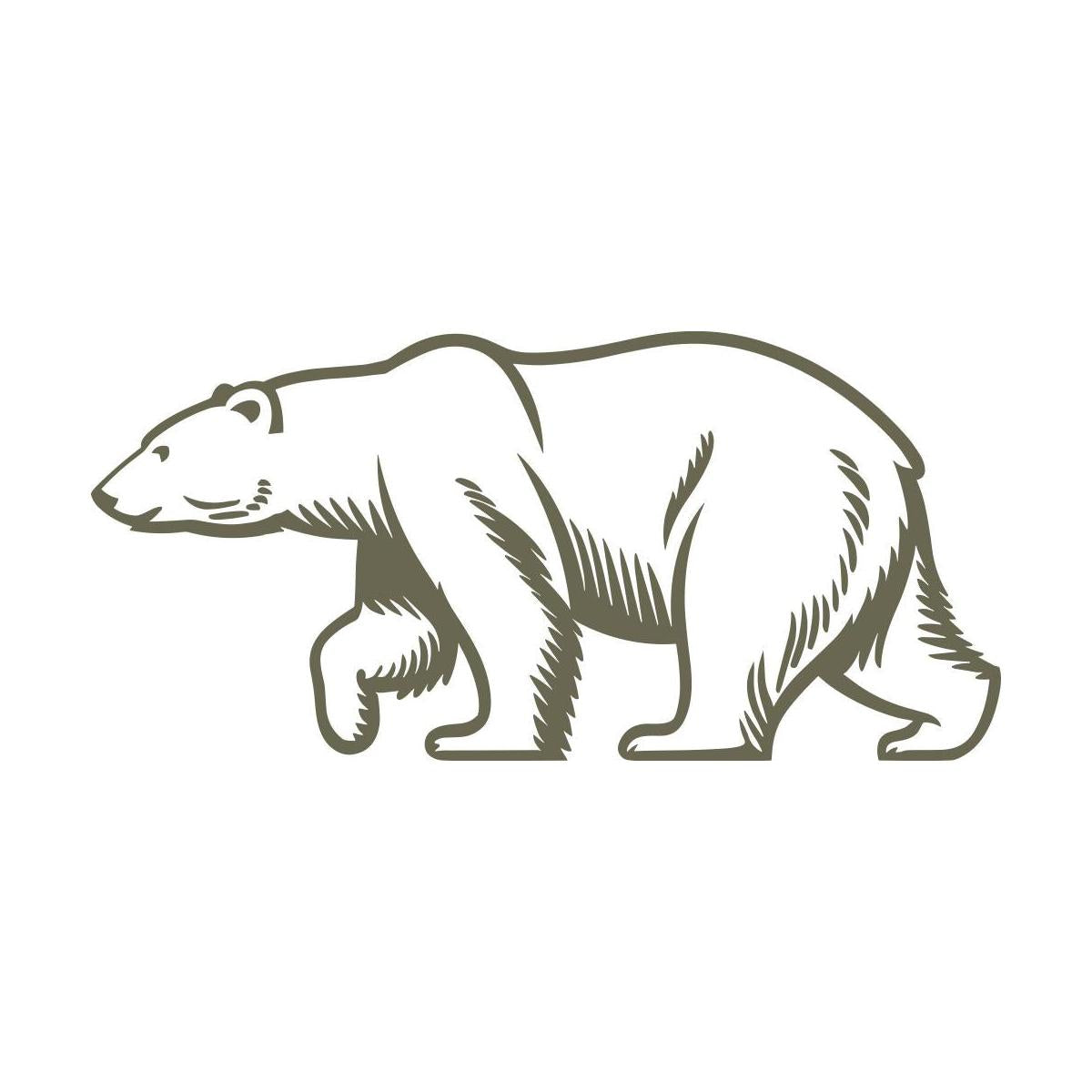 Elegant polar bear design in a walking pose, featuring clean, minimalist lines and subtle shading.