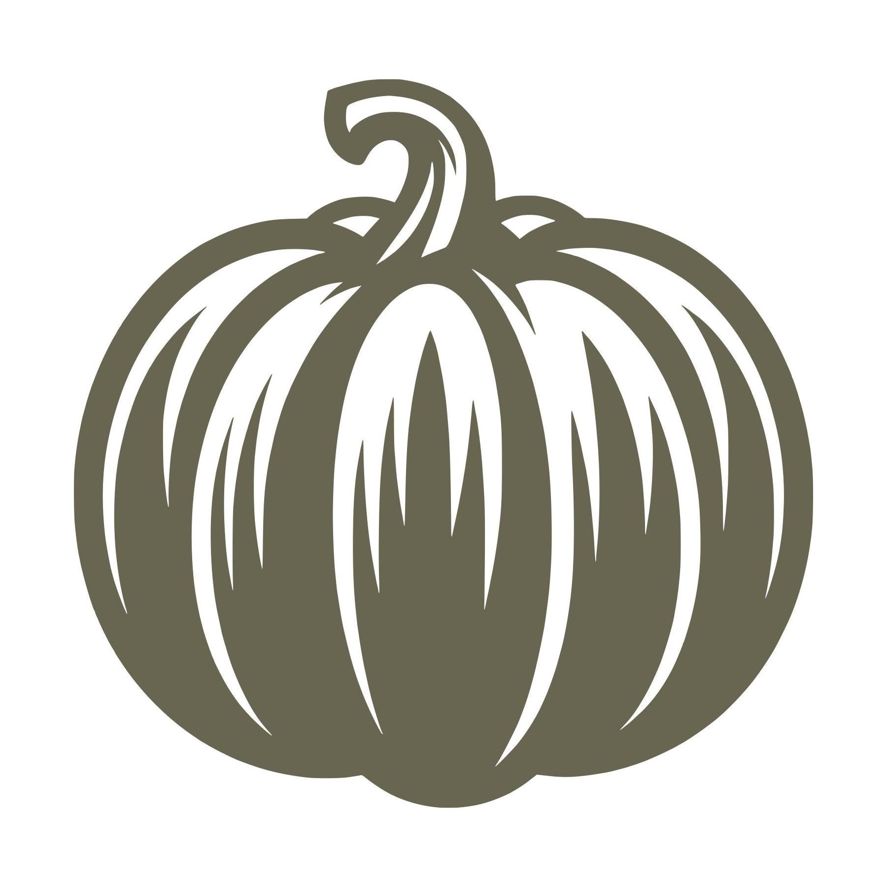 Delrin leather stamp design of a classic pumpkin with curved ridges and a twisting stem, ideal for fall and harvest-themed projects.