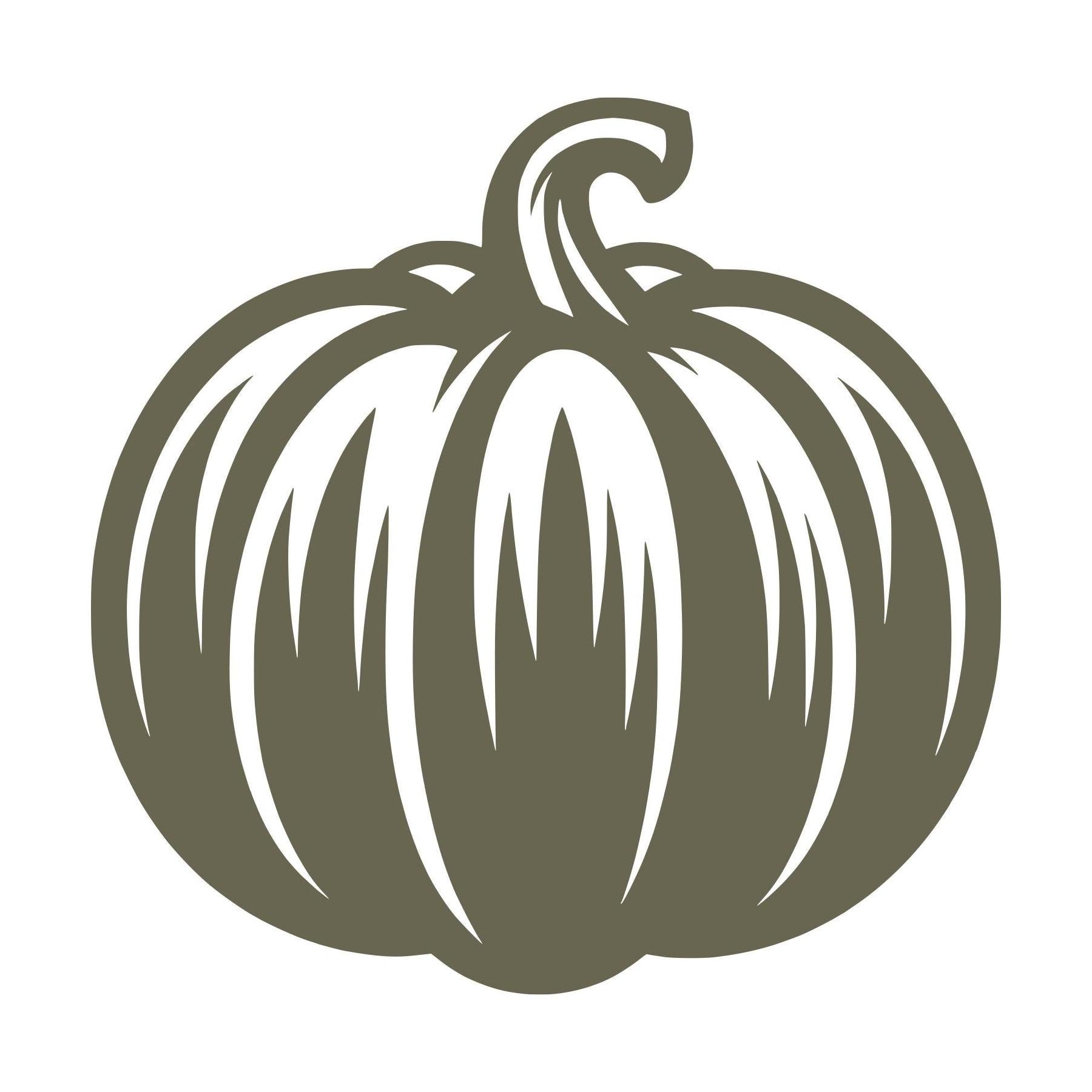 Delrin leather stamp design of a classic pumpkin with curved ridges and a twisting stem, ideal for fall and harvest-themed projects.