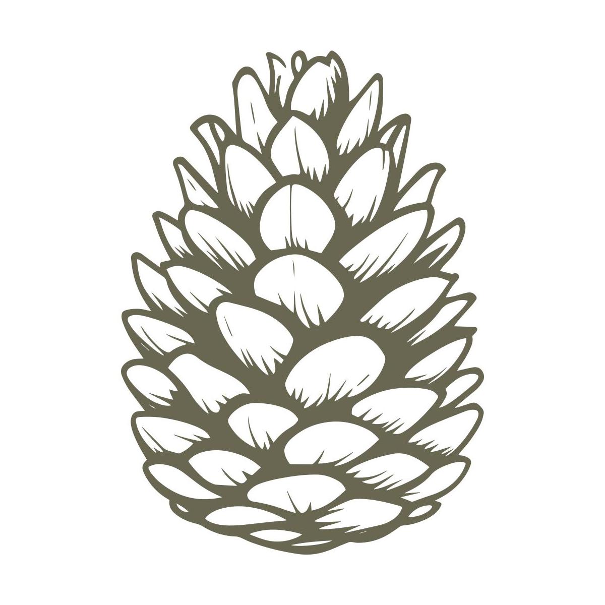 Highly detailed pinecone illustration with intricate shading and texture, showcasing the natural overlapping scales in a realistic, organic design.