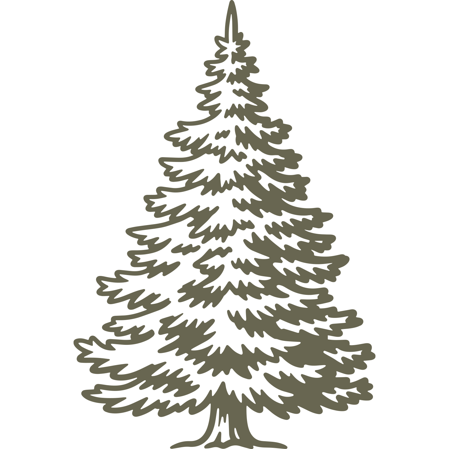 Delrin leather stamp design of a detailed evergreen tree with layered branches—perfect for outdoor, woodland, or holiday-themed leather projects.