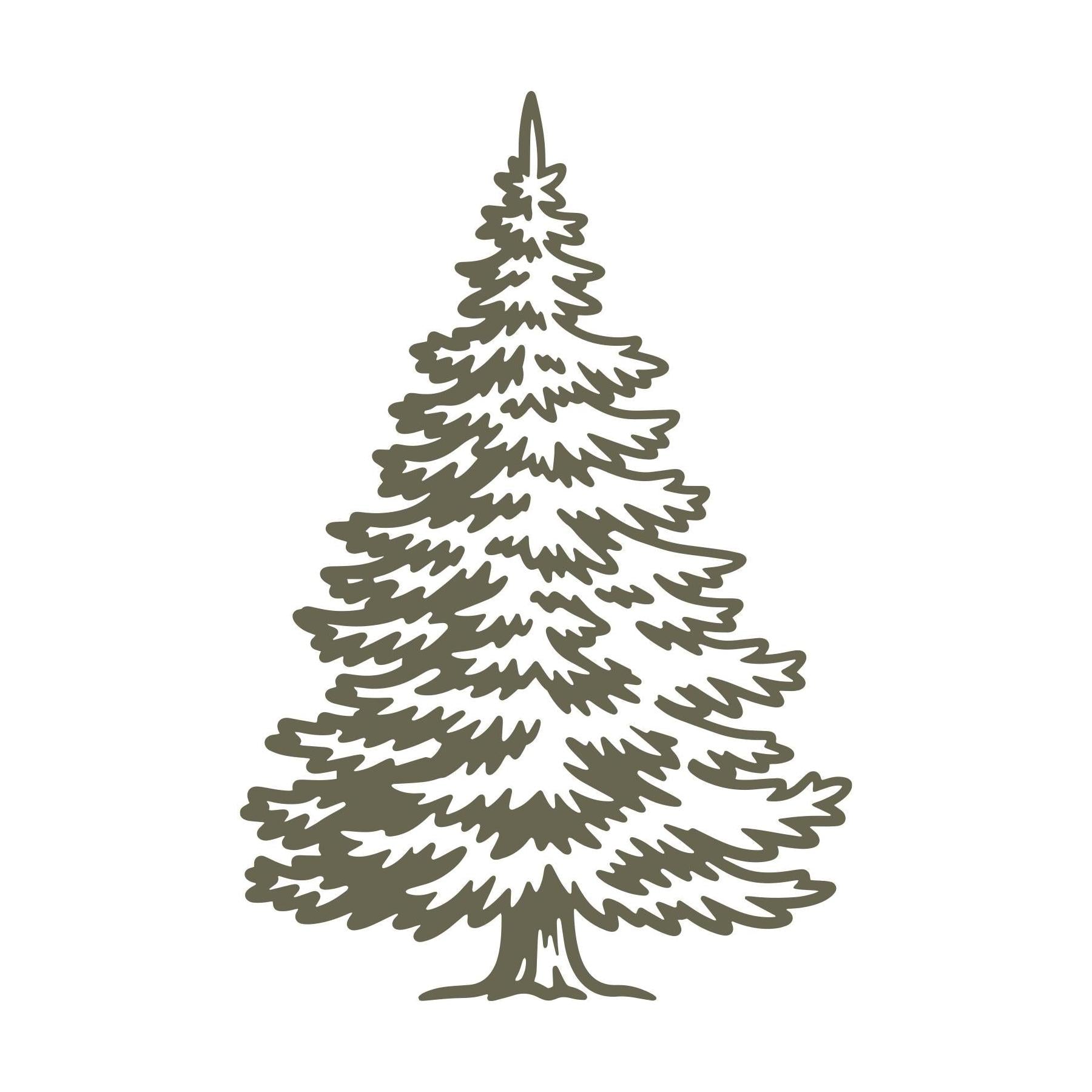 Delrin leather stamp design of a detailed evergreen tree with layered branches—perfect for outdoor, woodland, or holiday-themed leather projects.