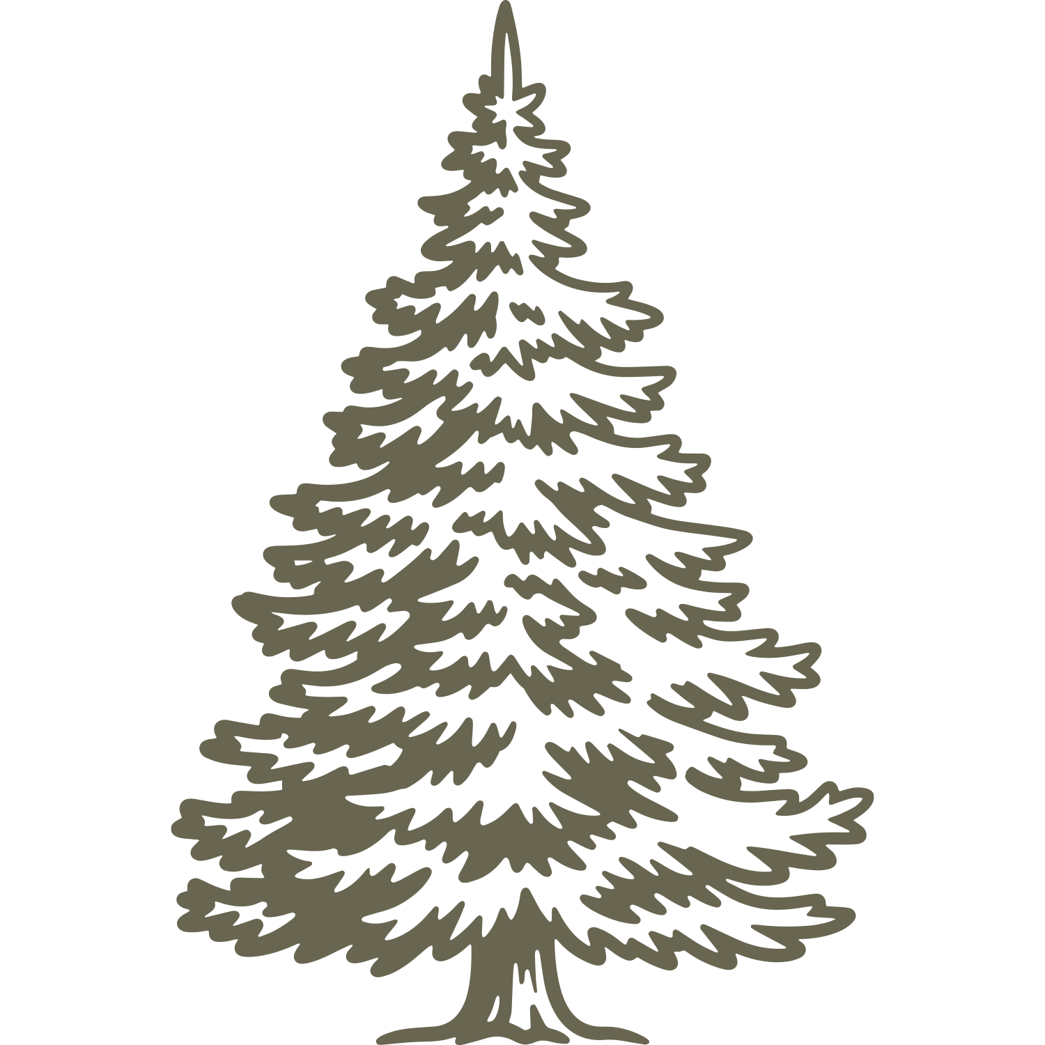 Delrin leather stamp design of a detailed evergreen tree with layered branches—perfect for outdoor, woodland, or holiday-themed leather projects.
