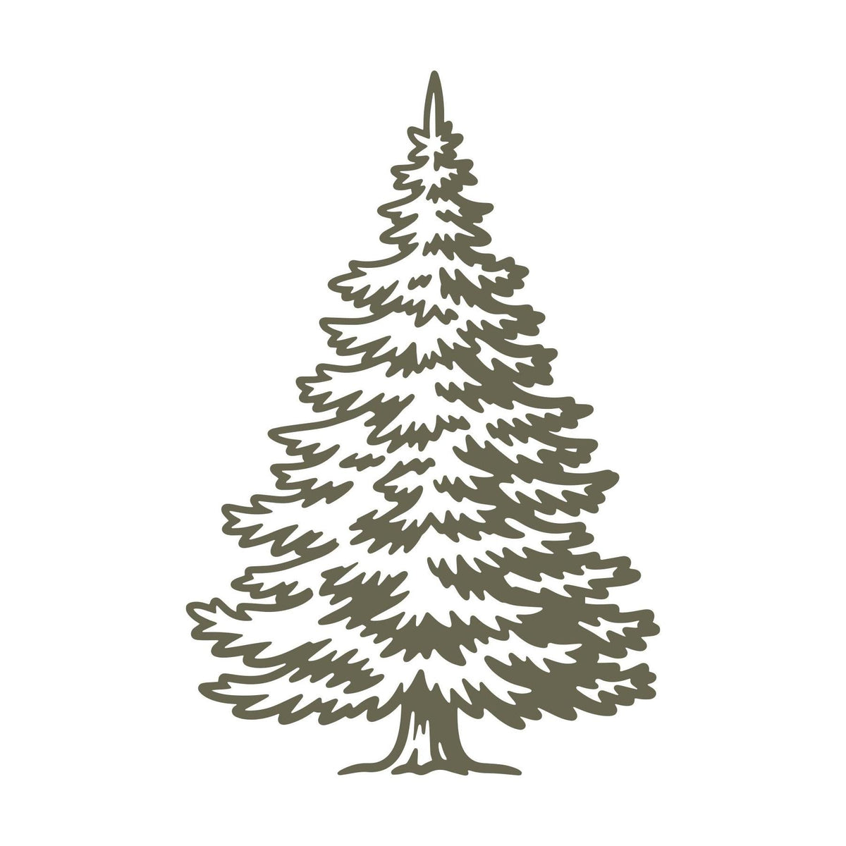 Delrin leather stamp design of a detailed evergreen tree with layered branches—perfect for outdoor, woodland, or holiday-themed leather projects.