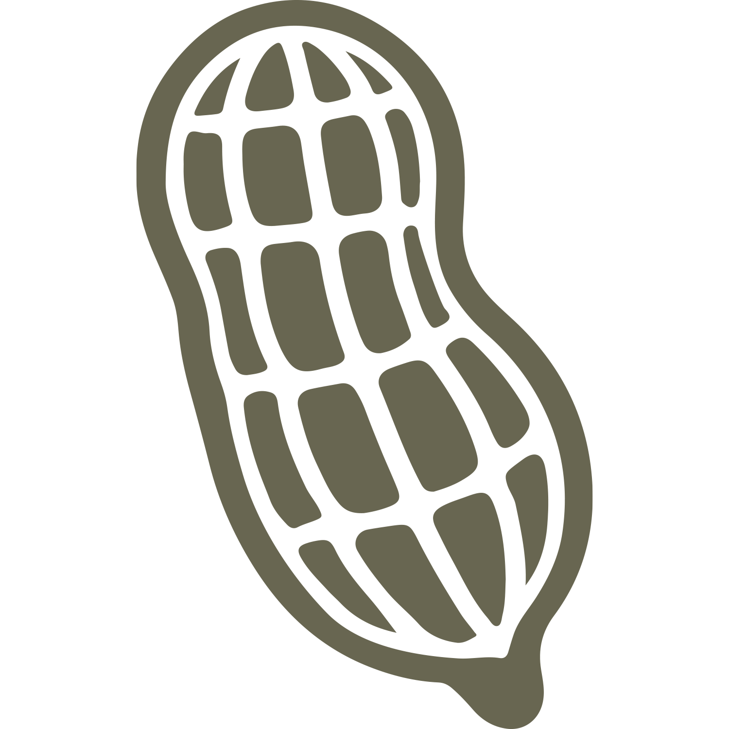 Delrin leather stamp design of a single peanut in its shell with clean, simple linework for leather crafting.